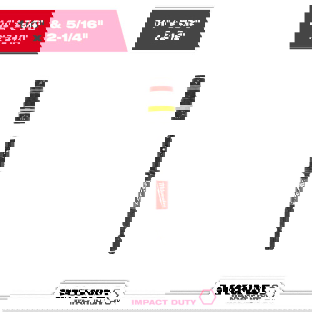 Power & Impact Screwdriver Bits & Holders; Bit Type: Magnetic Nut Driver ; Hex Size (Inch): 1/4 ; Drive Size: 1/4 ; Specialty Point Size: 1/4 in; 5/16 in ; Overall Length (Inch): 2-1/4 ; Material: Steel